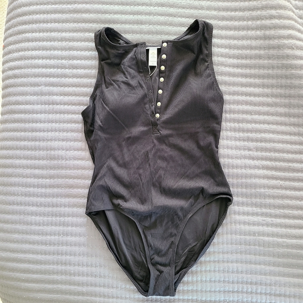 Andie Malibu Ribbed Black One-Piece Swimsuit